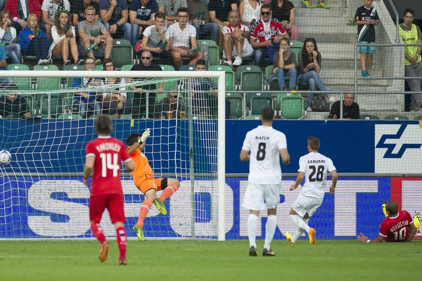Гол "Спартака" в ворота клуба St. Gallen в первом матче в Швейцарии.