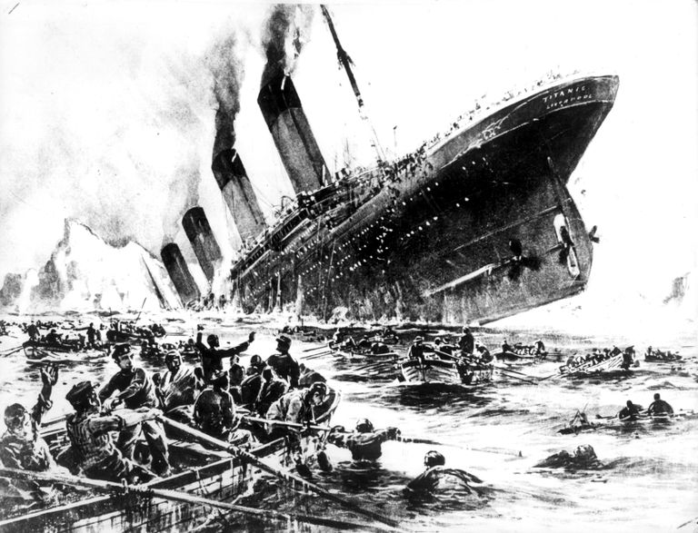 Ajalehe illustratsioon Titanicu hukust