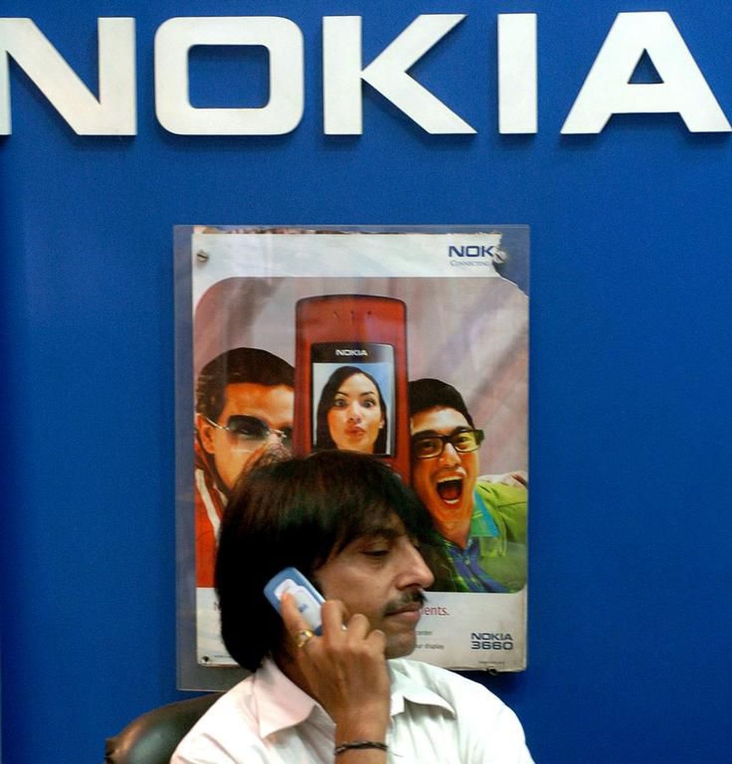 Nokia telefonid on levinud üle maailma, pildil Nokia plakat Indias