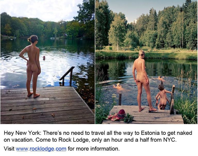 Rock Lodge'i klubi teatas Twitteris, et alasti ujumiseks ei pea minema Eestisse, vaid üsna New Yorgi lähedal, vaid 1,5 tunni autosõidu kaugusel on Rock Lodge’i järv, kus seda teha saab. / Twitter.com