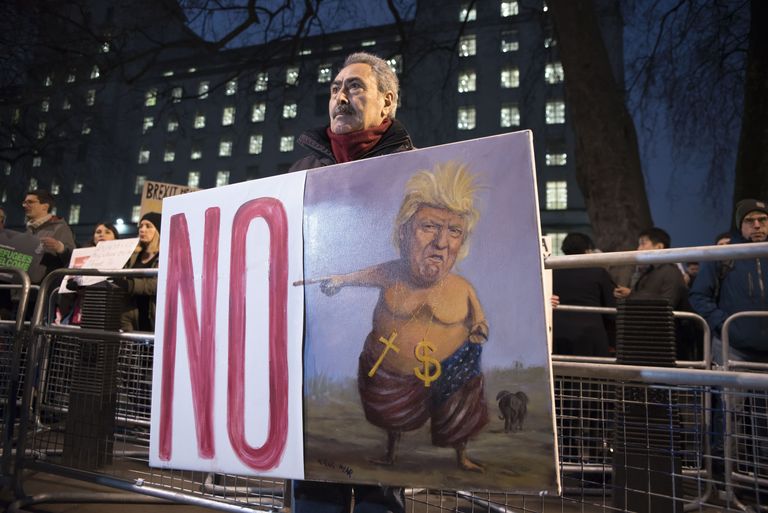 30. jaanuaril kogunesid Trumpi otsuse vastu Suurbritannia pealinna Londonisse protestima tuhanded inimesed. Foto: Alberto Pezzali/Pacific Press/Sipa USA/Scanpix