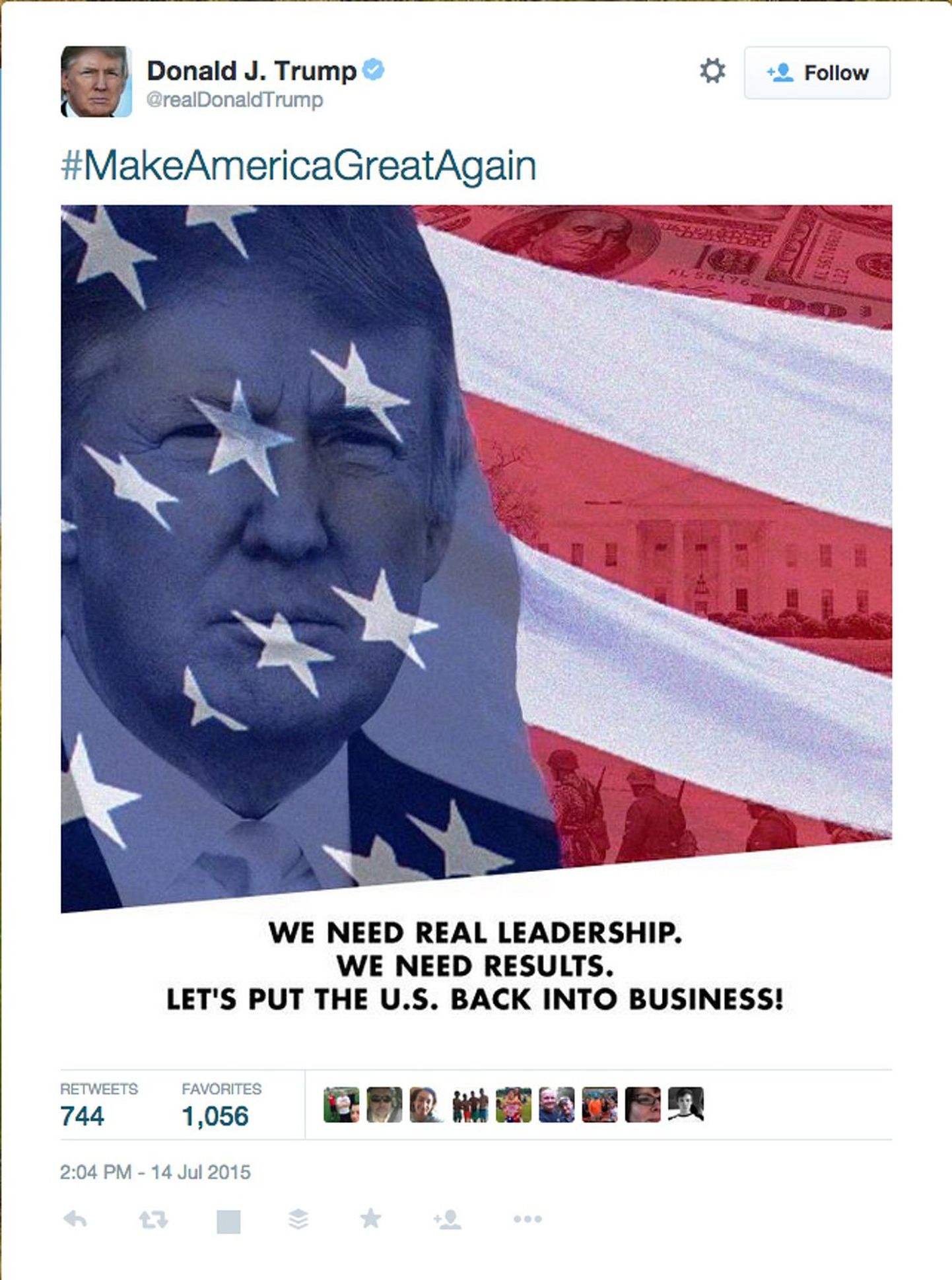 Donald Trumbi kampaaniapostitus Twitteris.