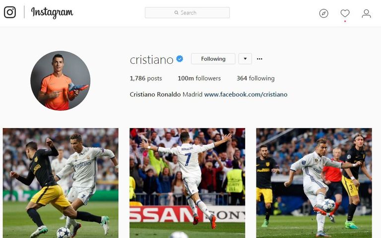 Cristiano Ronaldo on ainus mees maailmas, kelle Instagrami kontol on 100 miljonit jälgijat