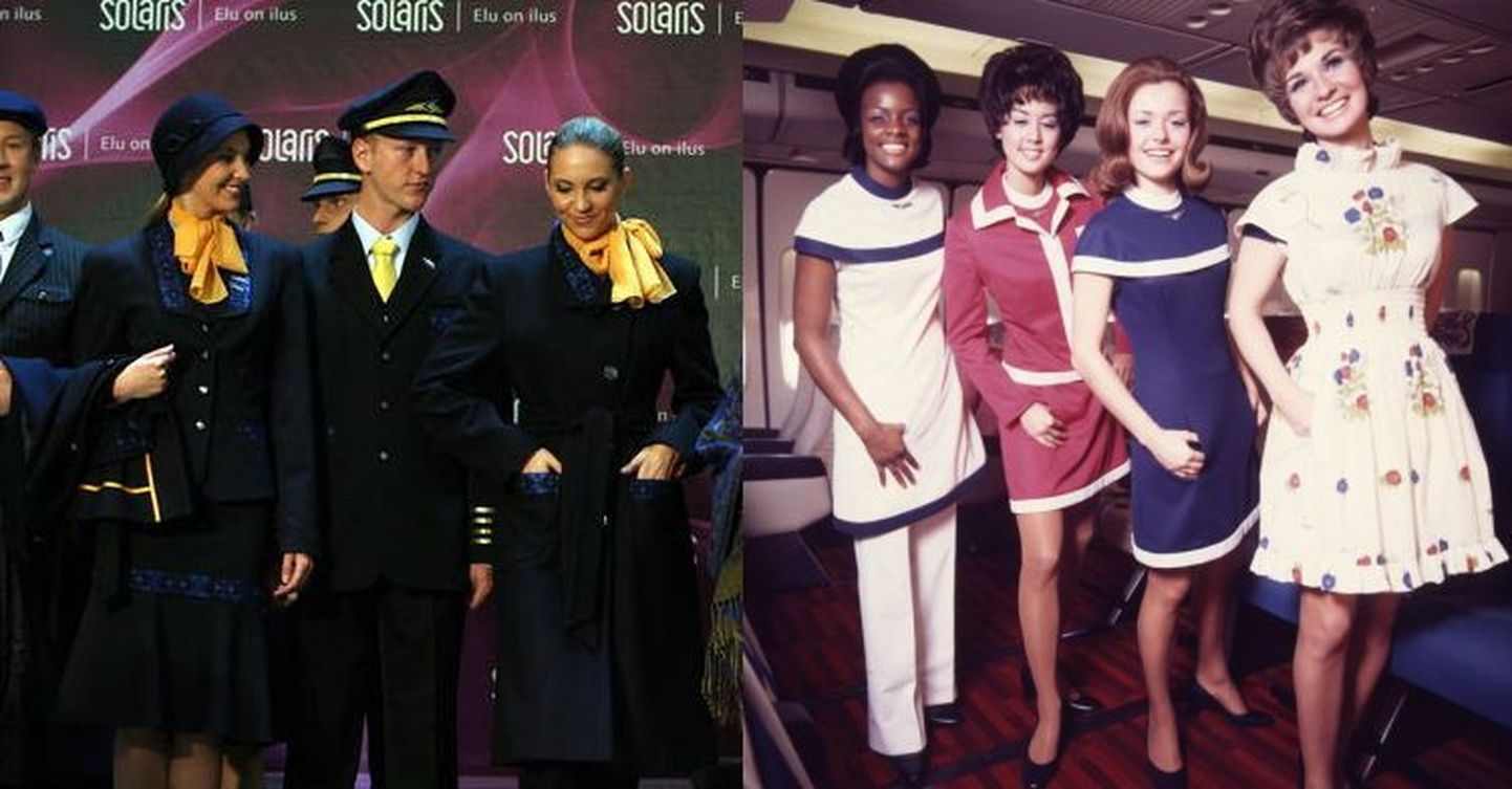 Stjuardesside rõivad ja roll on aja jooksul palju muutunud. Pildil Estonian Airi vormirõiva konkursi võitnud vorm ja 1970. American Airlinesis kasutusel olnud riided.
