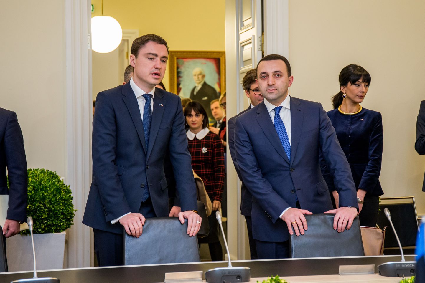 Gruusia peaminister Irakli Garibašvili täna Stenbocki majas koos Eesti ametivenna Taavi Rõivasega.