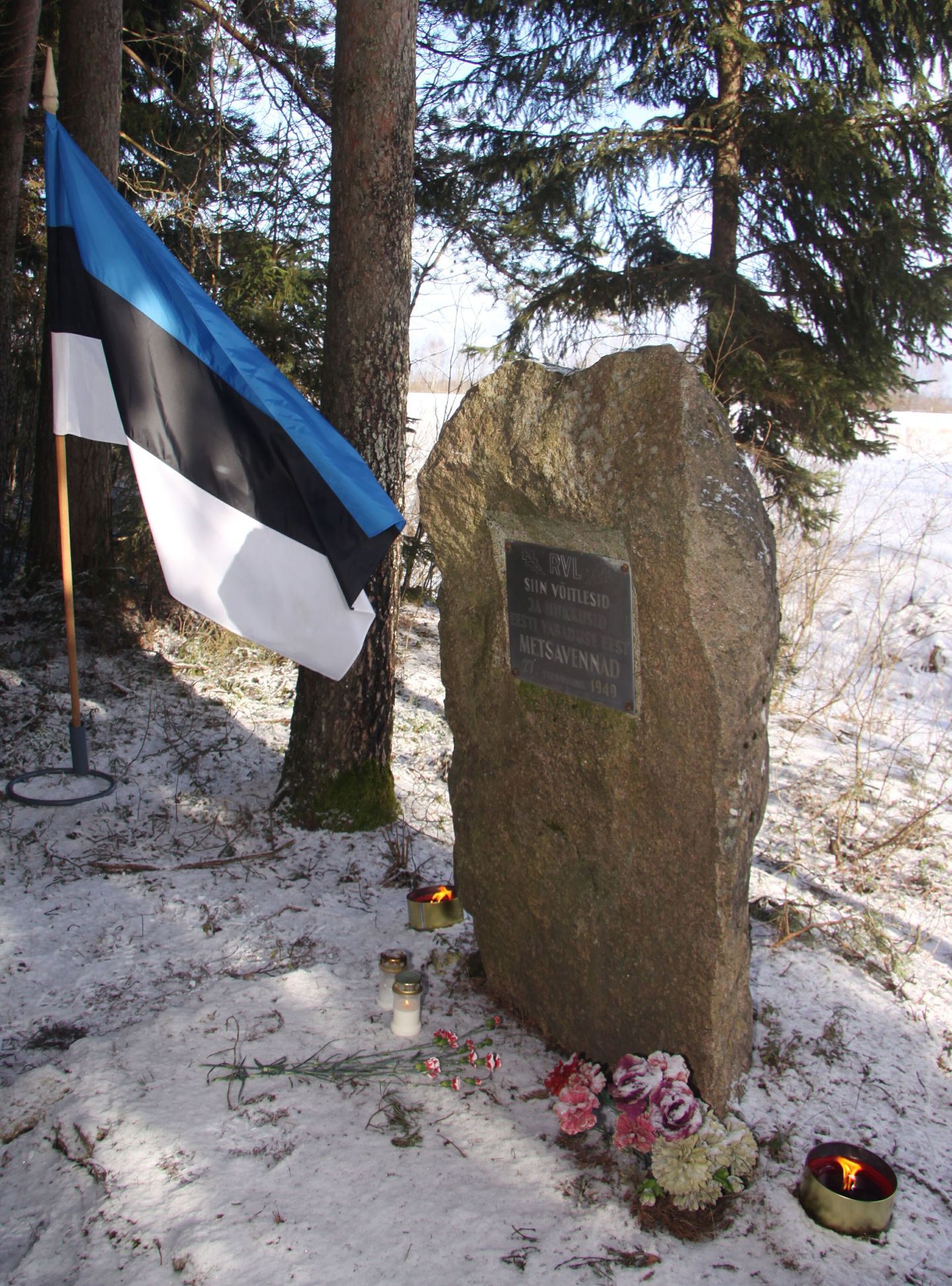Mälestuskivi Ertsma küla metsatukas on pühendatud siin 27. veebruaril 1949 lahingus hukkunud metsavendadele.