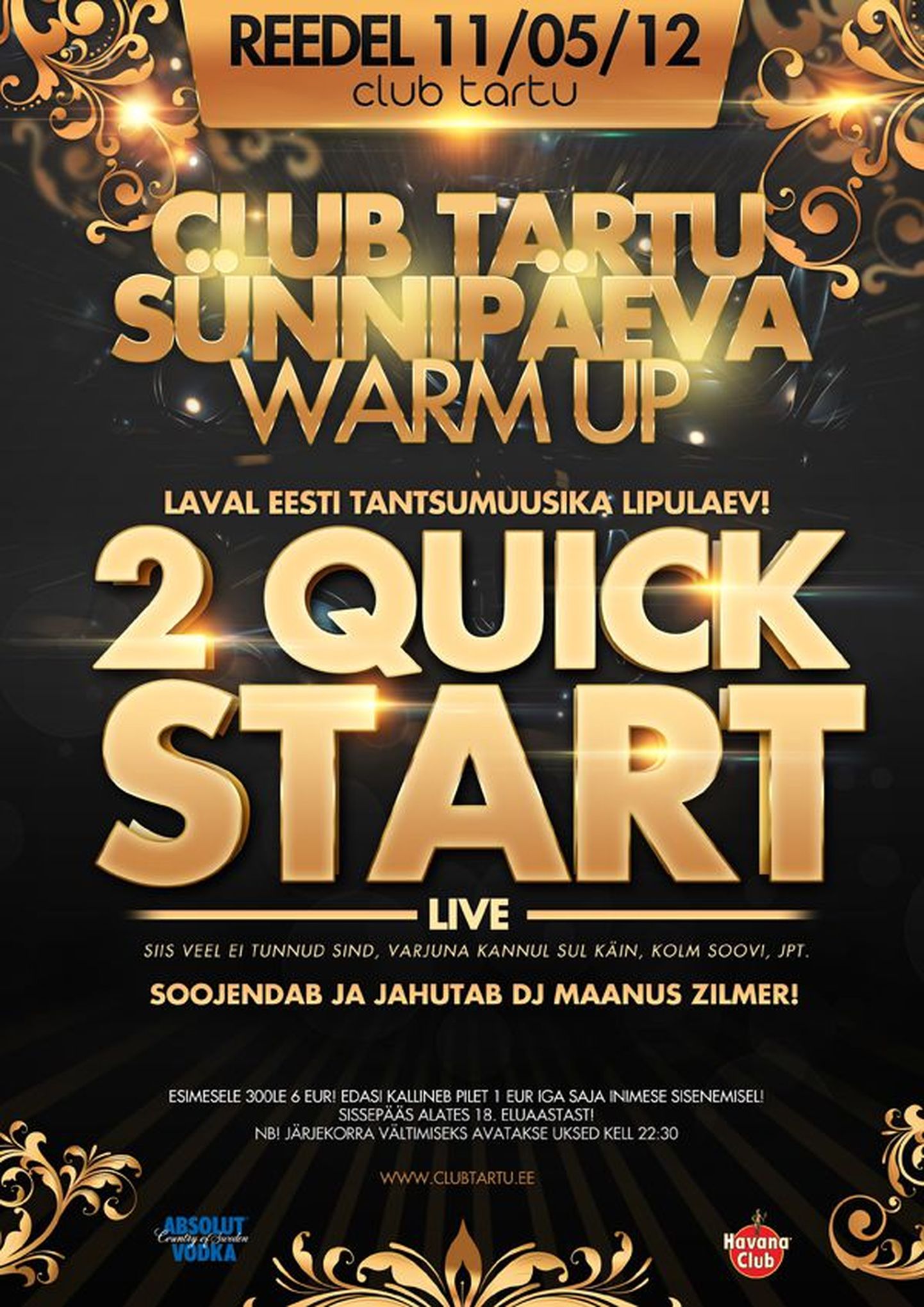 Club Tartu sünnipäeva soojenduspidu koos ansambliga 2 Quick Start