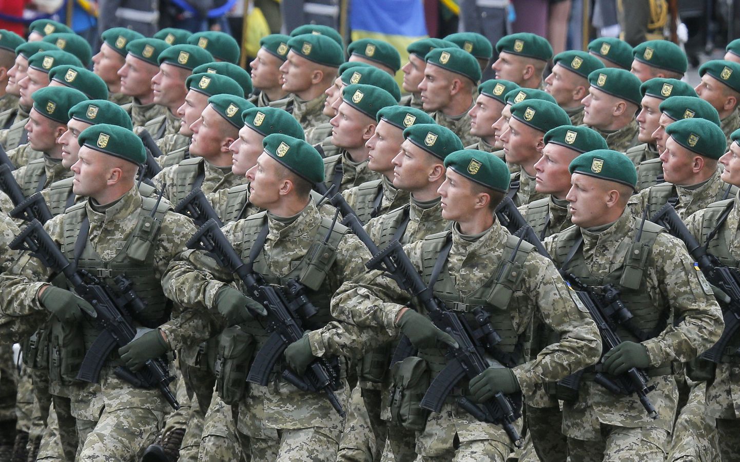 Ukraina sõdurid iseseisvuspäeva paraadil Kiievis.