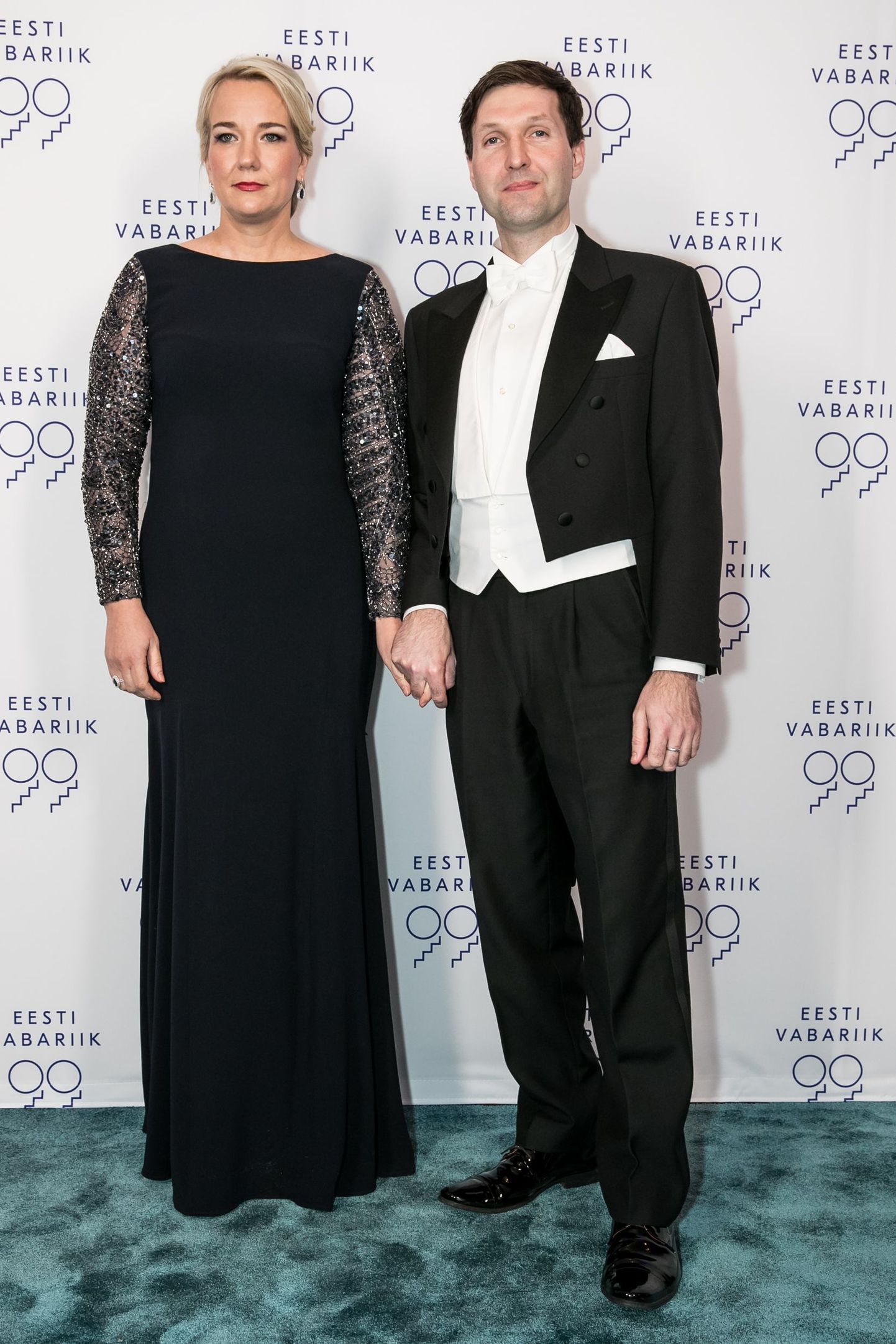 Riigikogu liige Martin Helme ja tema abikaasa Eeva Helme president Kersti Kaljulaiu vastuvõtul.