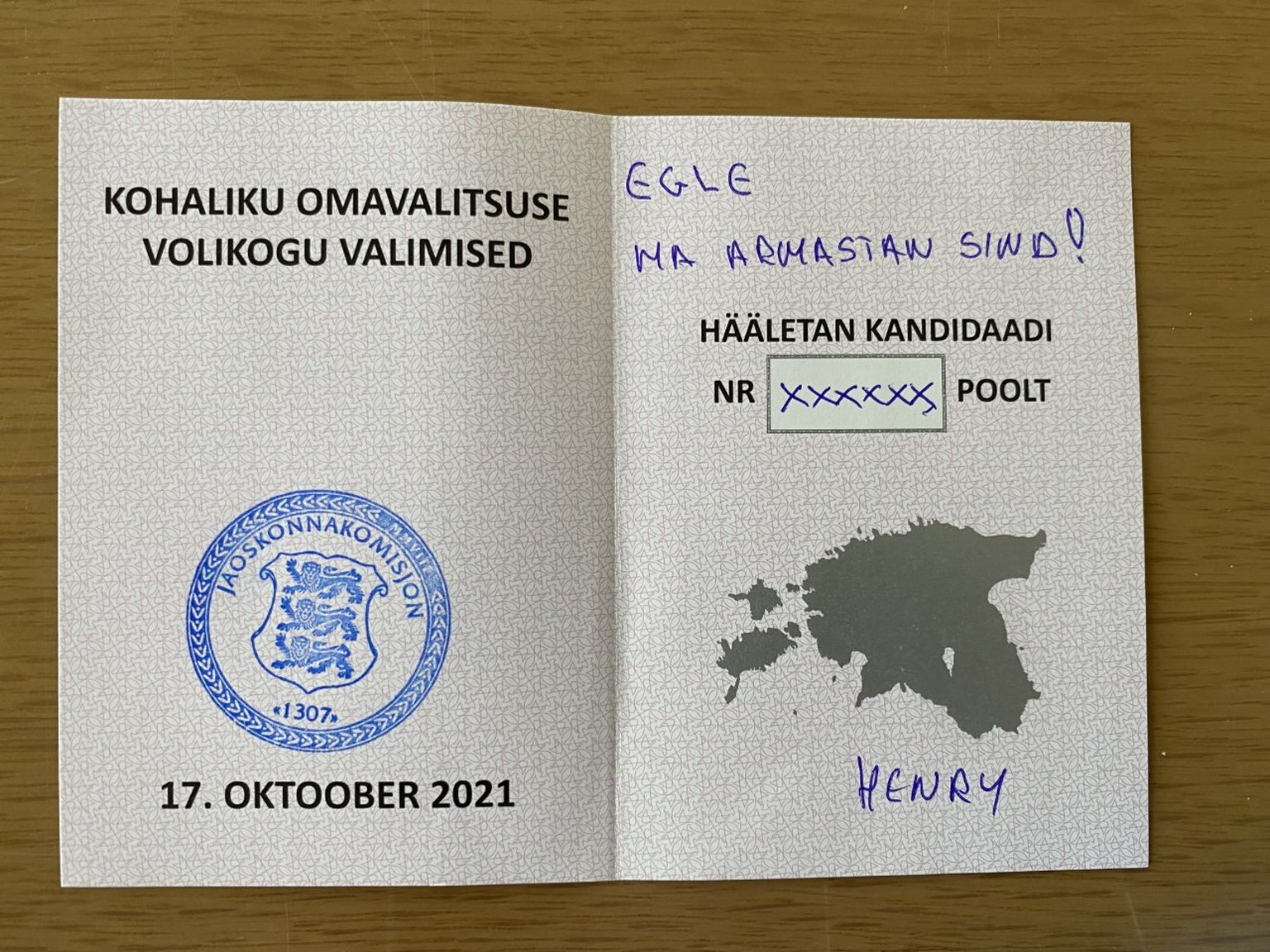 Üks valija otsustas häälega kallimale armastust avaldada.