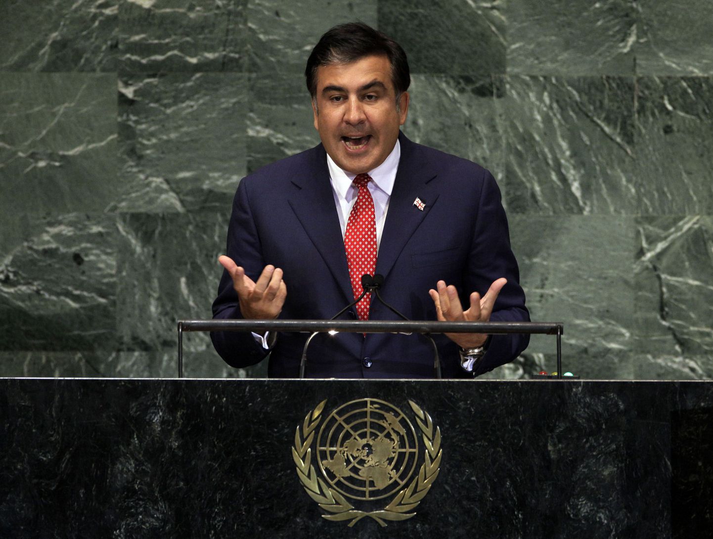 Gruusia president Mihheil Saakašvili eile ÜRO peaassambleel.