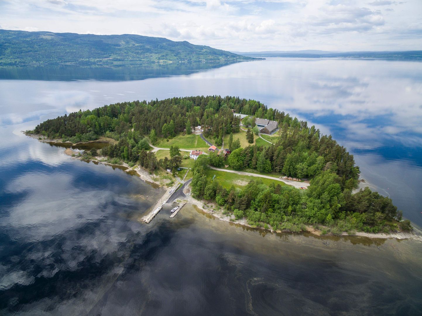 Aerial view of the island Utoya on May 31, 2017 where far-right extremist Anders Behring Breivik killed 69 people back in July 2011. 
The Labour Party