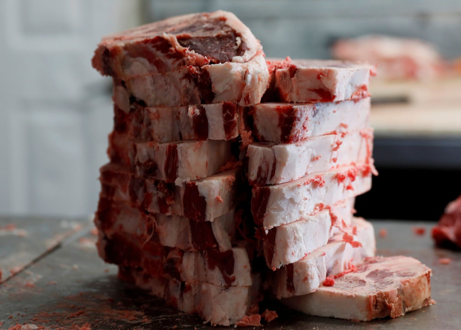 FILE PHOTO: Steaks piled high as mobile butcher Gerrit vande Bruinhorst works in Picture Butte, Alberta, Canada June 17, 2020. REUTERS/Todd Korol/File Photo