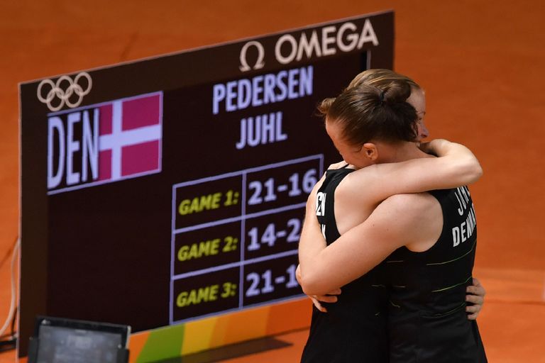 Christinna Pedersen (vasakul) ja Kamilla Rytter Juhl mullustel Rio de Janeiro olümpiamängudel. AFP PHOTO/Ed JONES