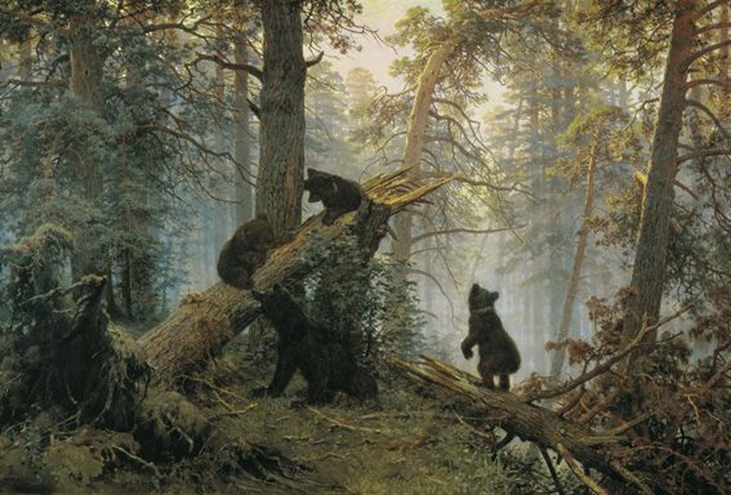 Jahimehed kohtusid kolme pojaga karuperega, just nii suurt kooslust näeb ka vene kunstniku Ivan Šiškini maalil “Hommik männimetsas”.