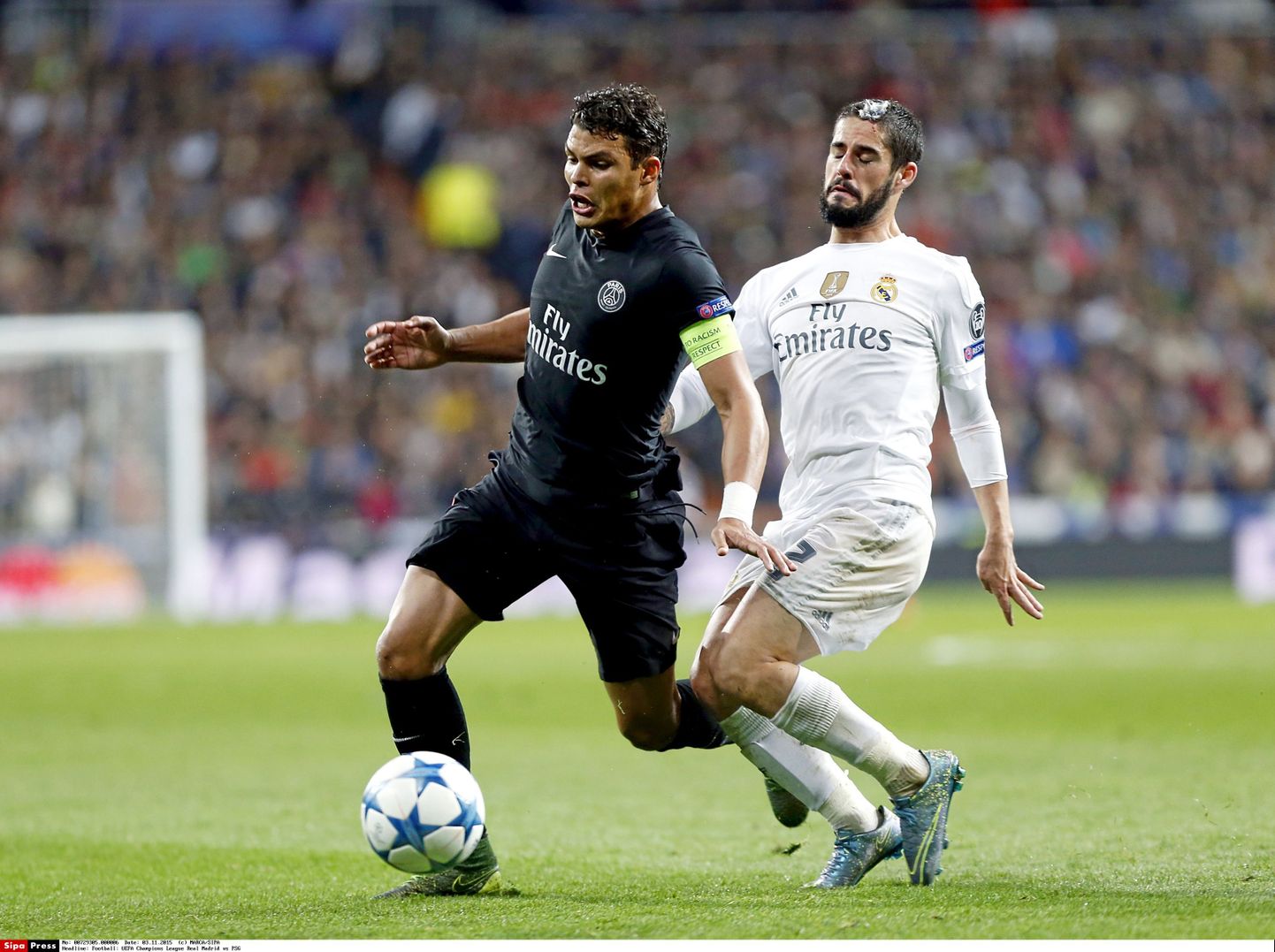 Reali - PSG mängus heitlevad Thiago Silva ja Isco.