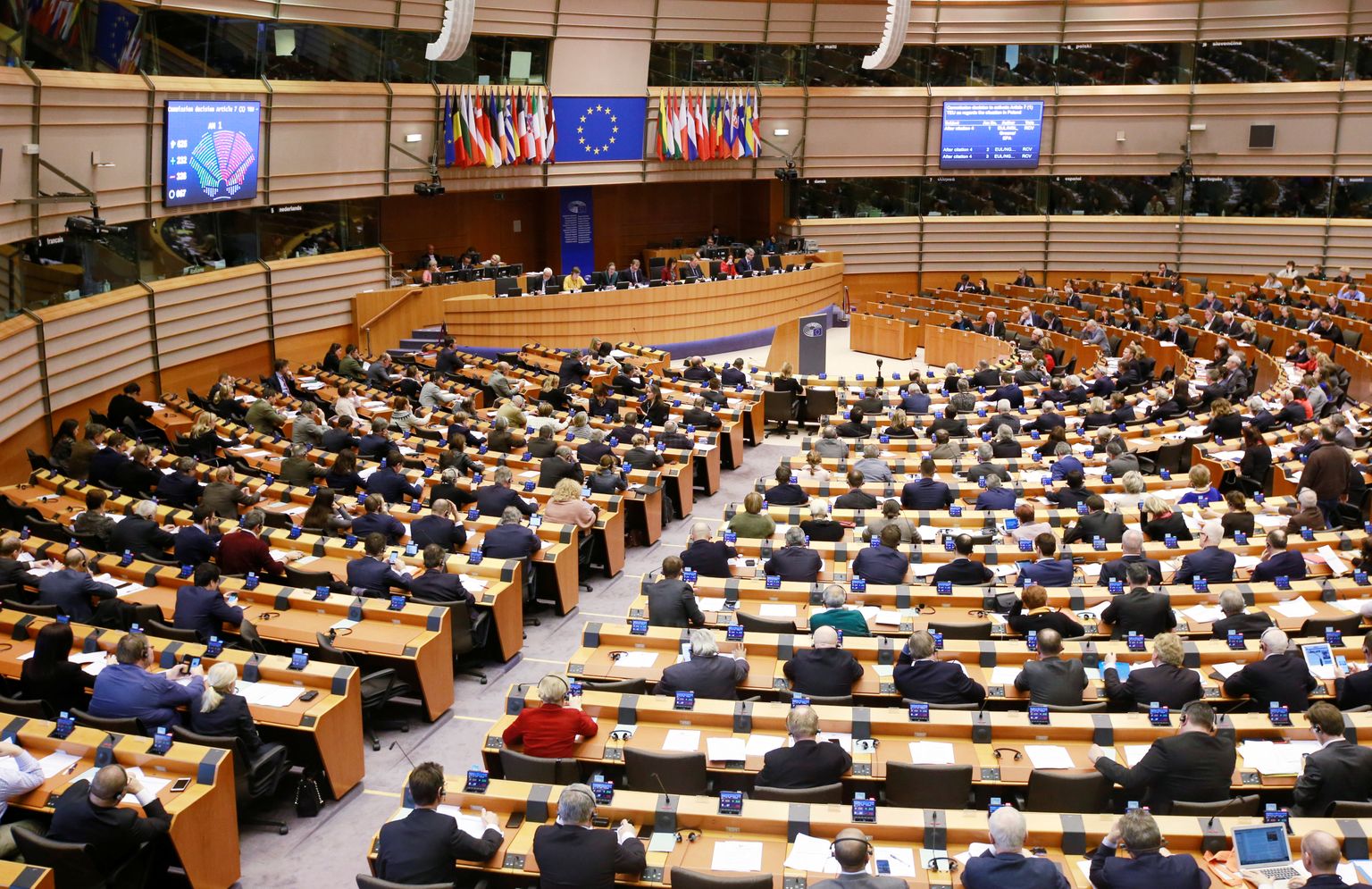 Europarlamendi plenaarsaal Brüsselis.
