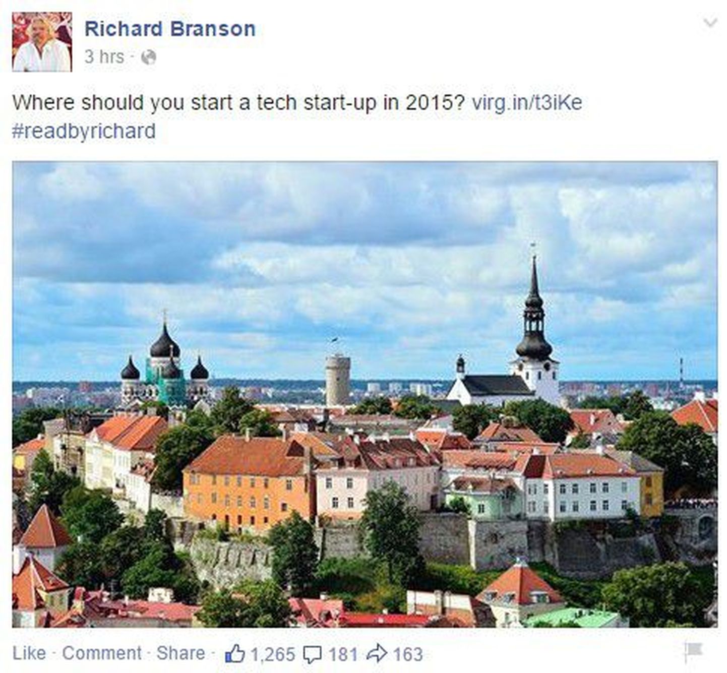 Richard Branson promob Tallinnat
