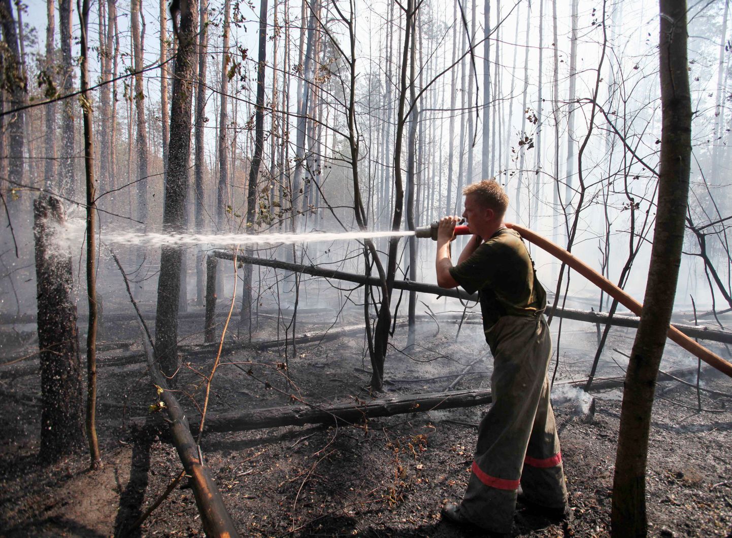 Vene tuletõrjuja täna Voroneži lähedal asuvas metsas.
