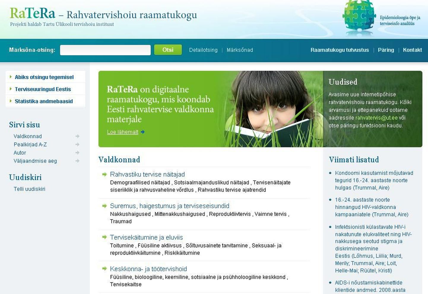 Rahvatervishoiu raamatukokku on koondatud Eestis valminud tervise valdkonna publikatsioonid, mis on ilmunud alates 2000. aastast.