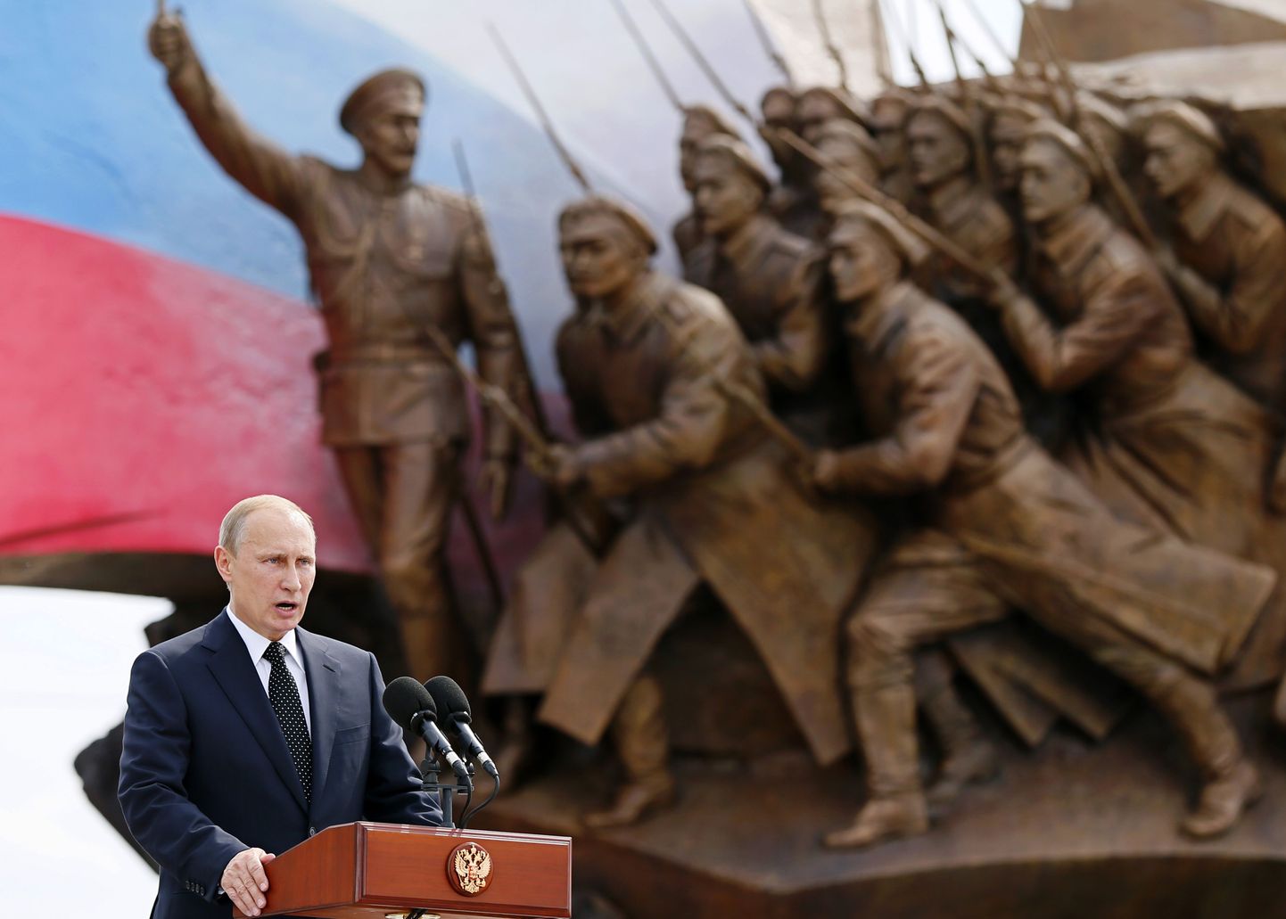 Venemaa president Vladimir Putin räägib tseremoonial, millega avati monument esimese maailmasõja kangelastele.