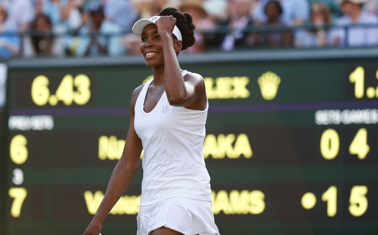 Venus Williams võib võidukalt rusikat viibutada, kuna jõudis Wimbledonis 16 parema sekka.