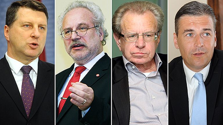 Кандидаты на пост президента: Раймонд Вейонис, Эгилс Левитс, Сергей Долгополов и Мартиньш Бондарс 