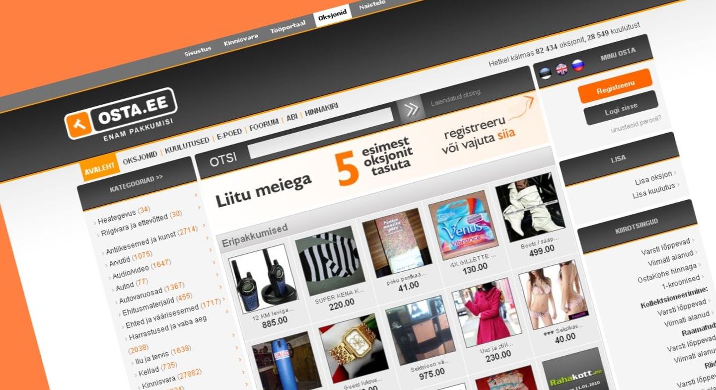 Eesti populaarseim internetioksjoni keskkond osta.ee.