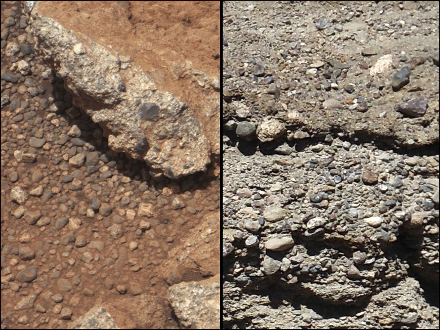 Marsi (vasakul) ja Maa (paremal) konglomeraadid