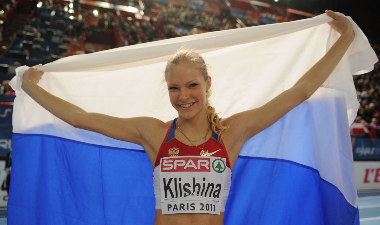 Российская легкоатлетка Дарья Клишина на ЧЕ-2011 в Париже.