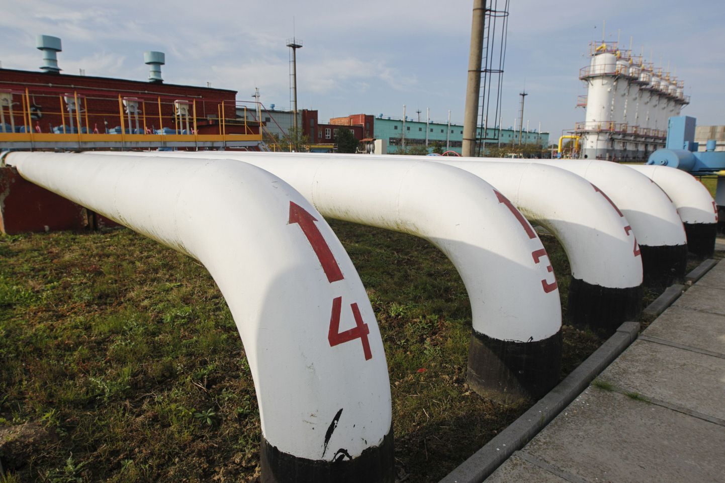 Gaasitorud Oparivski gaasihoidlas Lvivi lähedal Ukrainas.