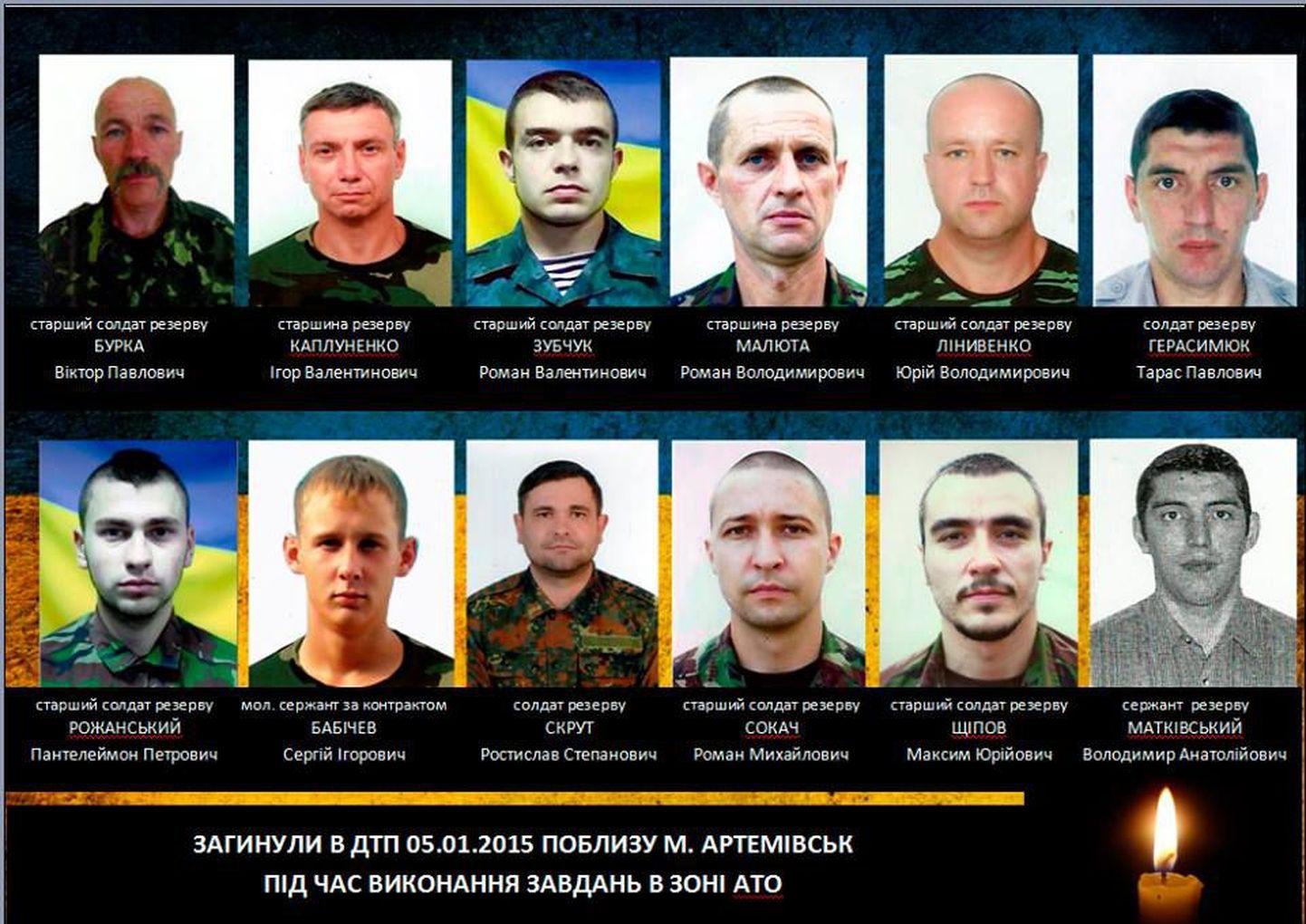 12 liiklusõnnetuses hukkunud Ukraina Rahvuskaardi võitlejat.