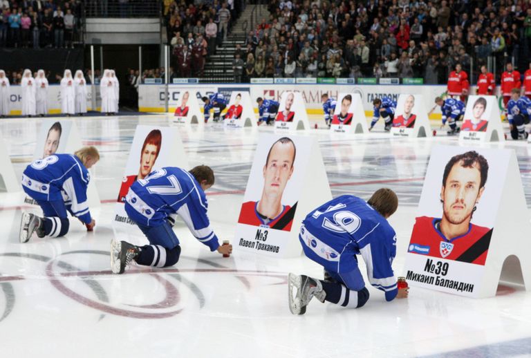 Jaroslavli Lokomotiivi mängijate mälestustseremoonia. FOTO: Maksim Gutšek/AFP/Scanpix