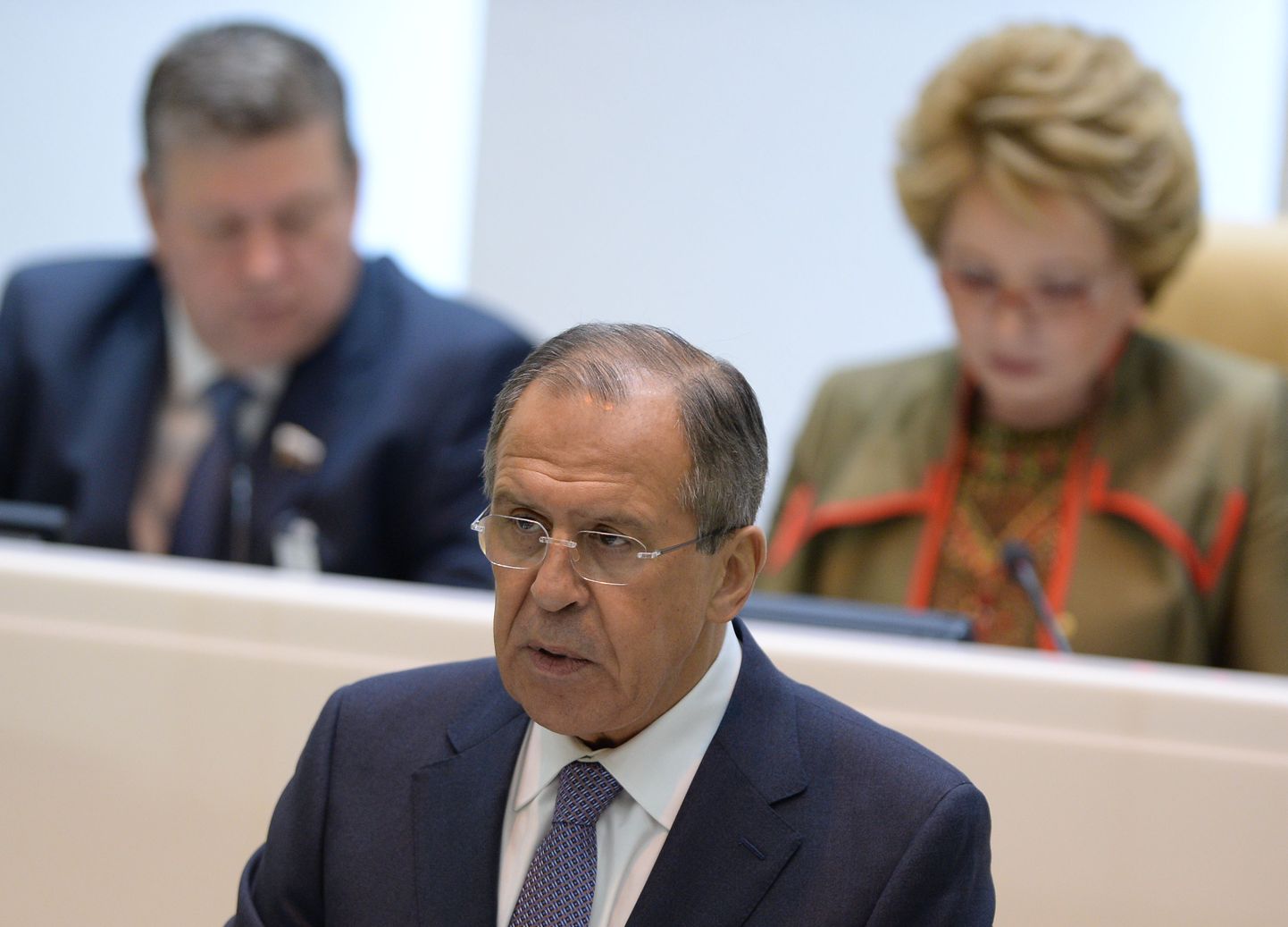 Sergei Lavrov täna föderatsiooninõukogu ees.