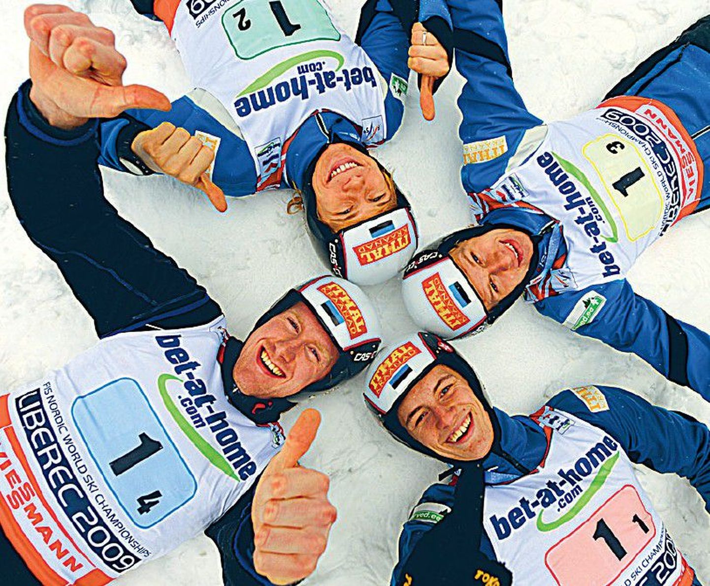 Eesti kahevõistluse meeskond koosseisus Aldo Leetoja (4), Kail Piho (2), Karl-August Tiirmaa (3) ja Kaarel Nurmsalu (1).
