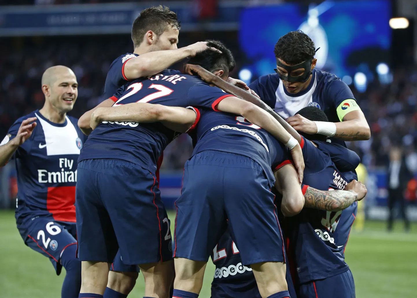 Pariisi Saint-Germaini mängijad rõõmustamas.