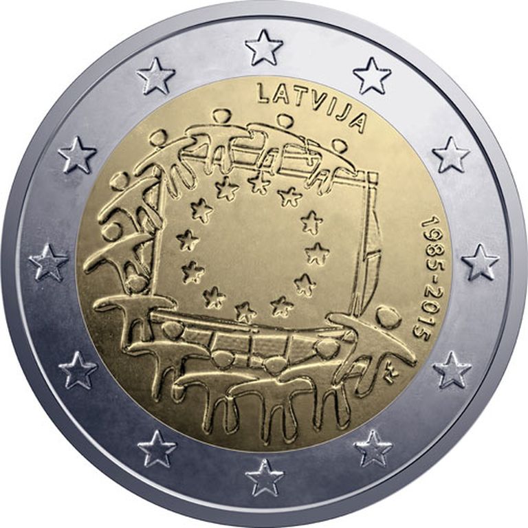 ES karoga jubilejai veltītā €2 monēta 