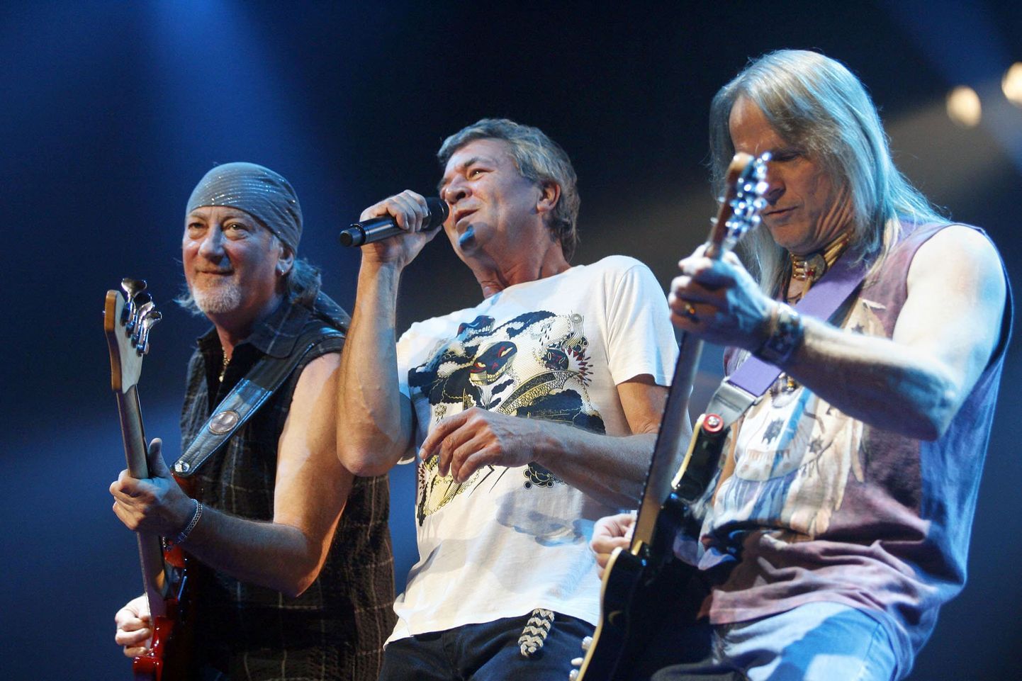 Ansabel Deep Purple liikmed - (vasakult paremale) Roger Glover,Ian Gillan ja  Steve Morse