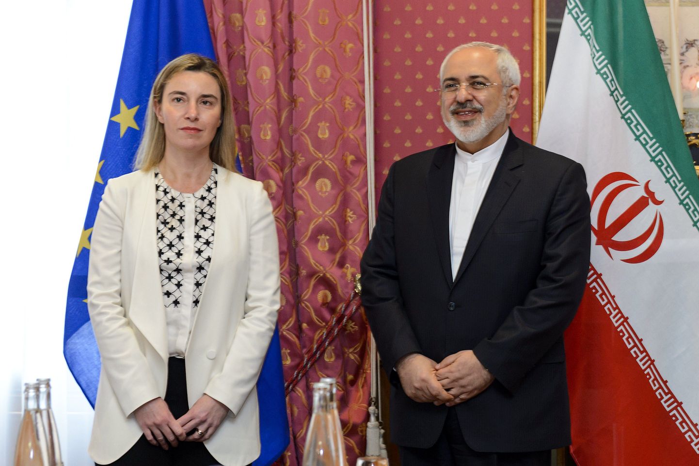 Euroopa Liidu välispoliitikajuht Federica Mogherini ja Iraani välisminister Mohammad Javad Zarif 29. märtsil Lausanne'is.