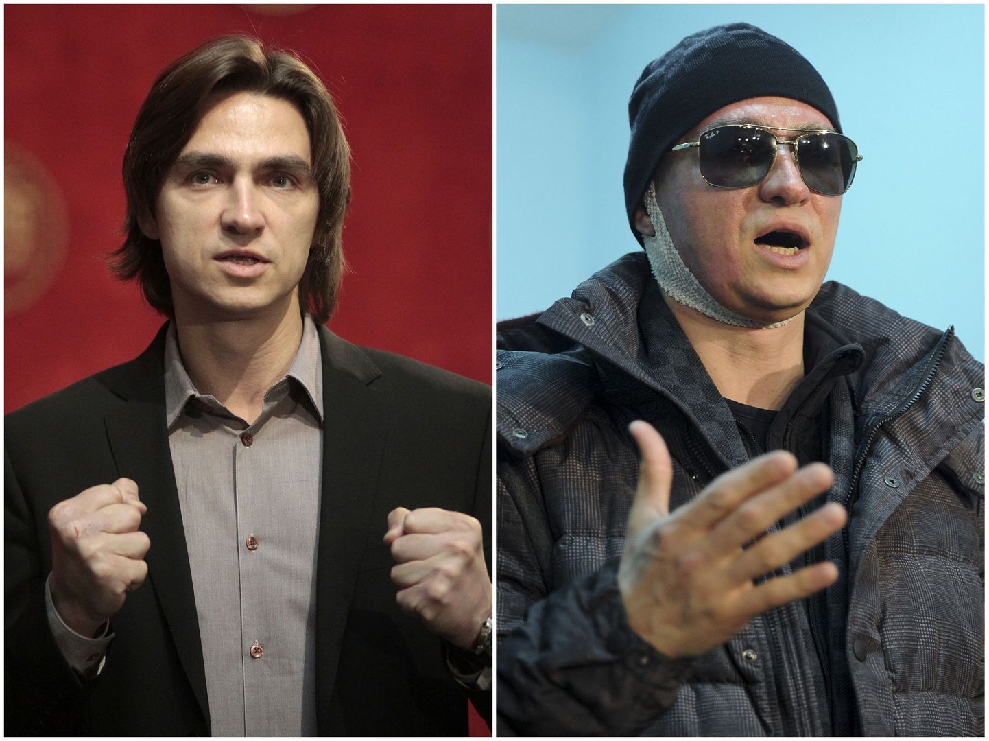 Sergei Filin märtsis 2011 (vasakul) aset leidnud pressikonverentsil ja 4. veebruaril 2013, kui ta lahkus Moskva haiglast.