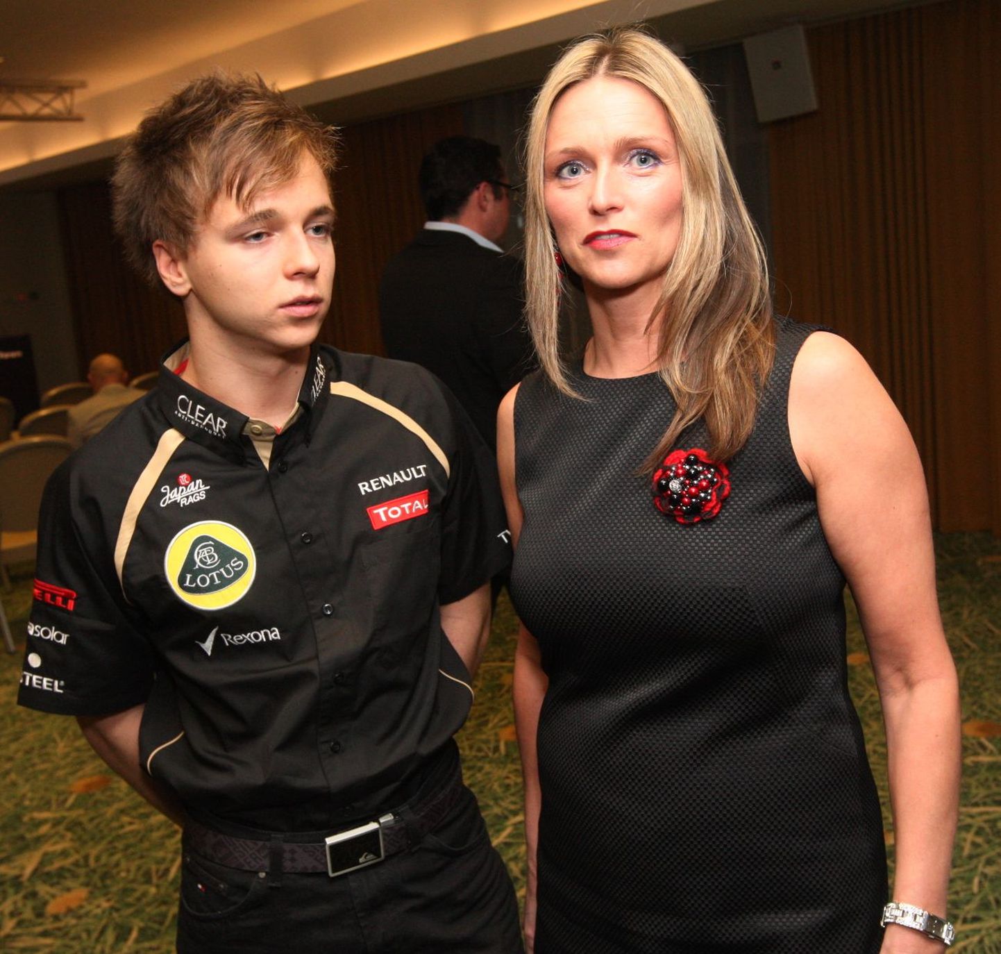 Kevin Korjus ja Lotus F1 meeskonna poolt korraldatud lanseerimisõhtu Nordic Hotel Forumis 7. märtsil 2012
Kevin Korjus koos ema Merle Korjusega