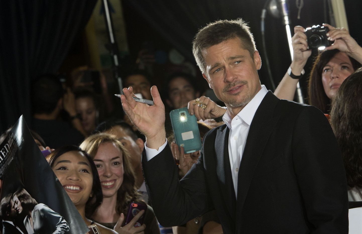 Actor Brad Pitt  attends The "Allied" Fan Event Presented by Paramount Pictures, in Westwood, California, on November 9, 2016. / AFP PHOTO / VALERIE MACON