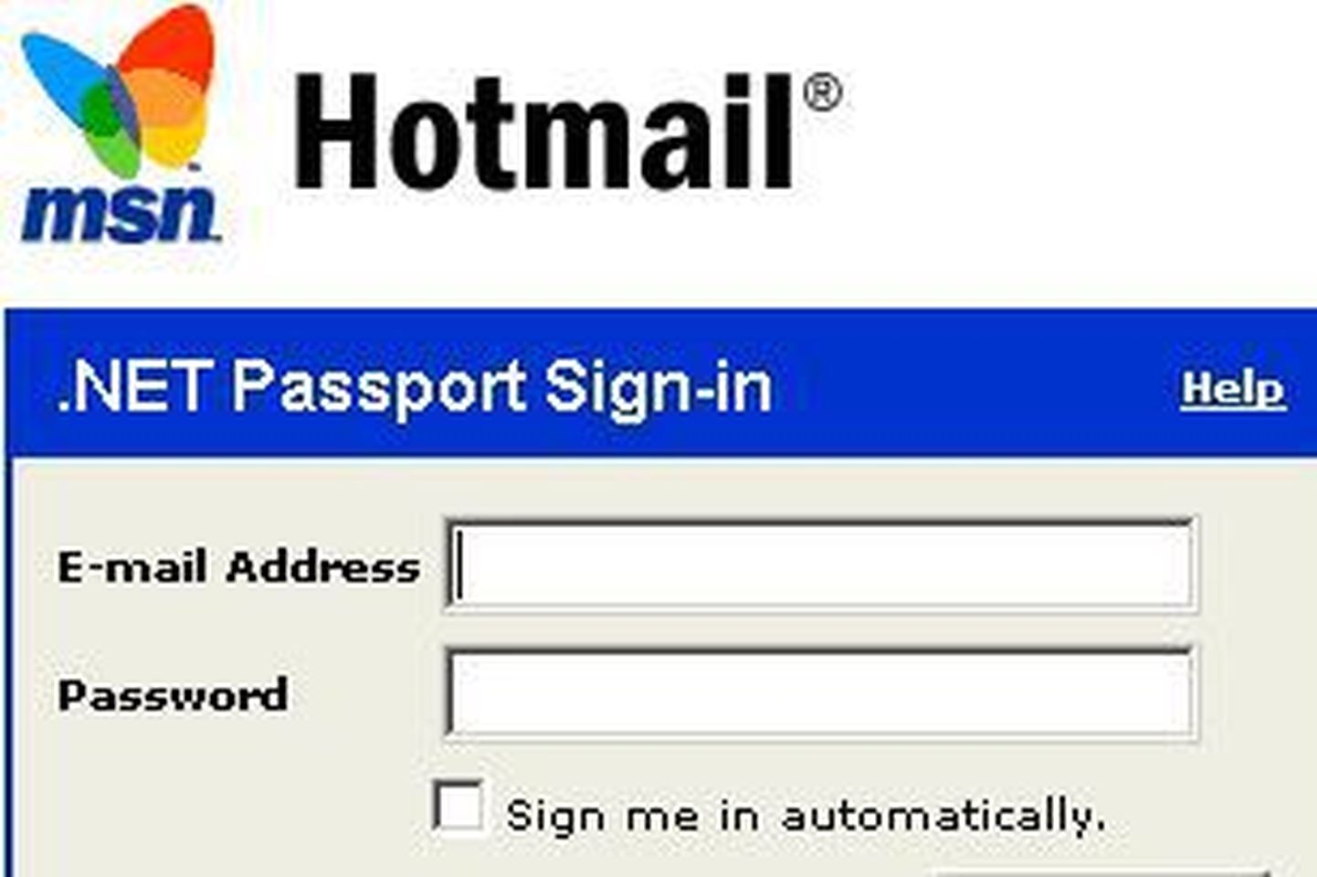 Скриншот с почтового сервиса Hotmail