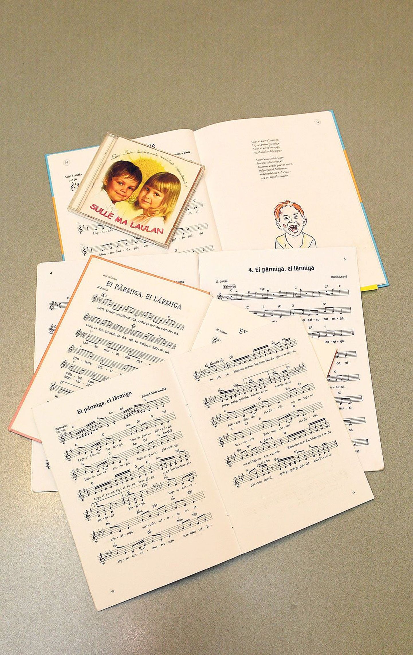 Siiri Laidla luuletus «Ei pärmiga, ei lärmiga» on saanud vähemalt neli erinevat viisistust. Need on ilmunud salvestisena Liivi Listra laulustuudio CD-l «Sulle ma laulan» (pildil ülalt alla) ning laulikus «Laul läks rändama. Toomas Rulli lastelaulud», millel on kaasas CD, Külli Murandi laulukogumikus «Laulan rõõmuks kõigile», Helve Mikussaare «Lastelauludes» ja Raivo Kõrgemäe «Lauludes».