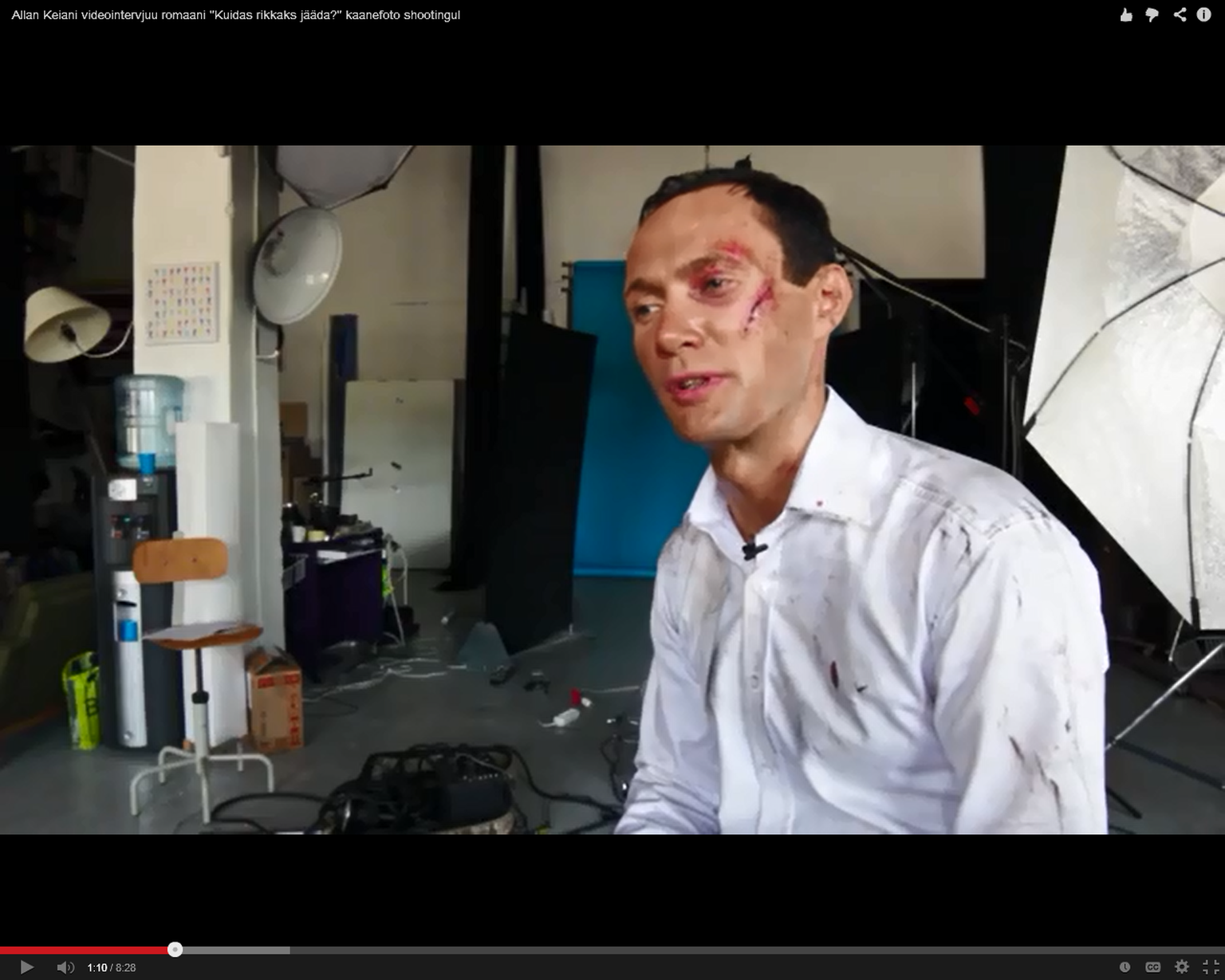Allan Keiani videointervjuu romaani "Kuidas rikkaks jääda?" kaanefoto shootingul