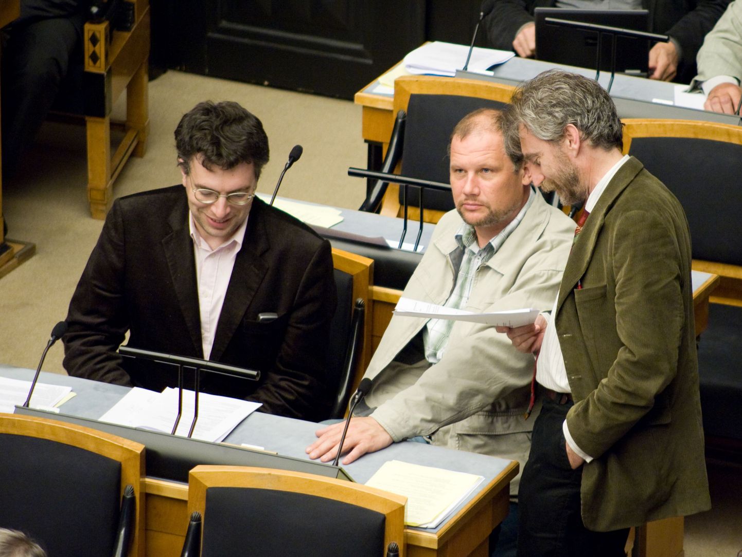 Roheliste parlamendisaadikud Toomas Trapido, Mart Jüssi ja Aleksei Lotman.