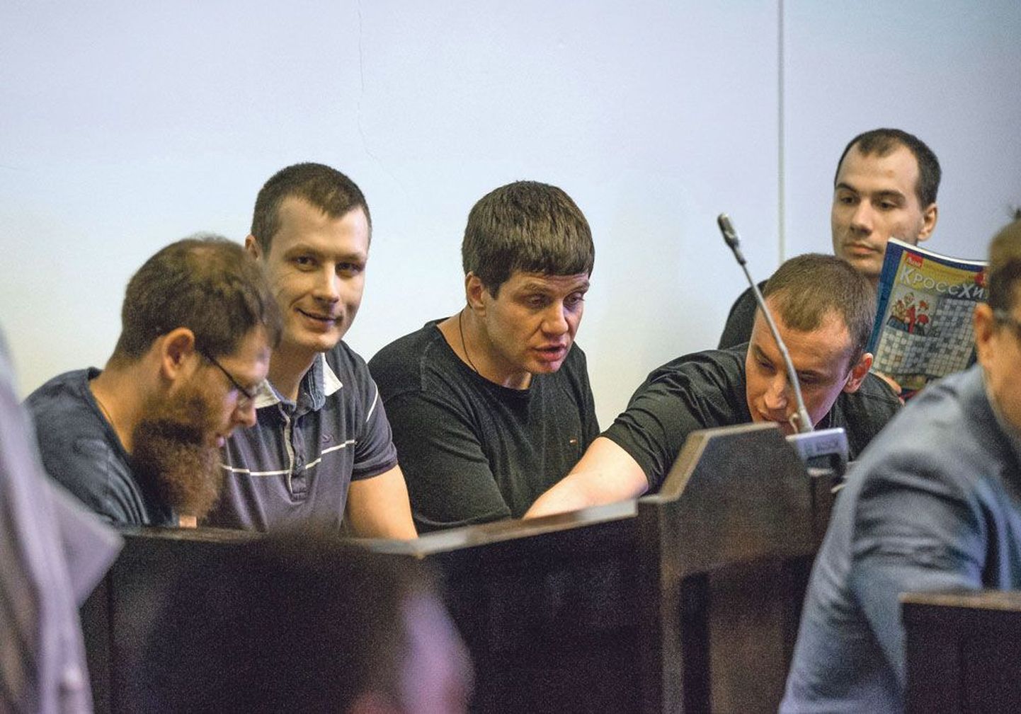 Тенгиз Худоев, Витас Малинаускас, Роман Воротников, Александр Чистов и Юрий Стрыгин на заседании суда, состоявшемся 2 августа.