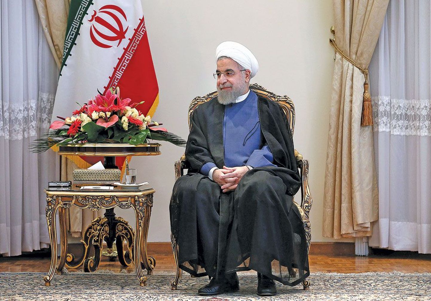 Президент Ирана Хасан Рухани на встрече с вице-канцлером Германии, министром экономики Сигмар Габриэль в Тегеране.