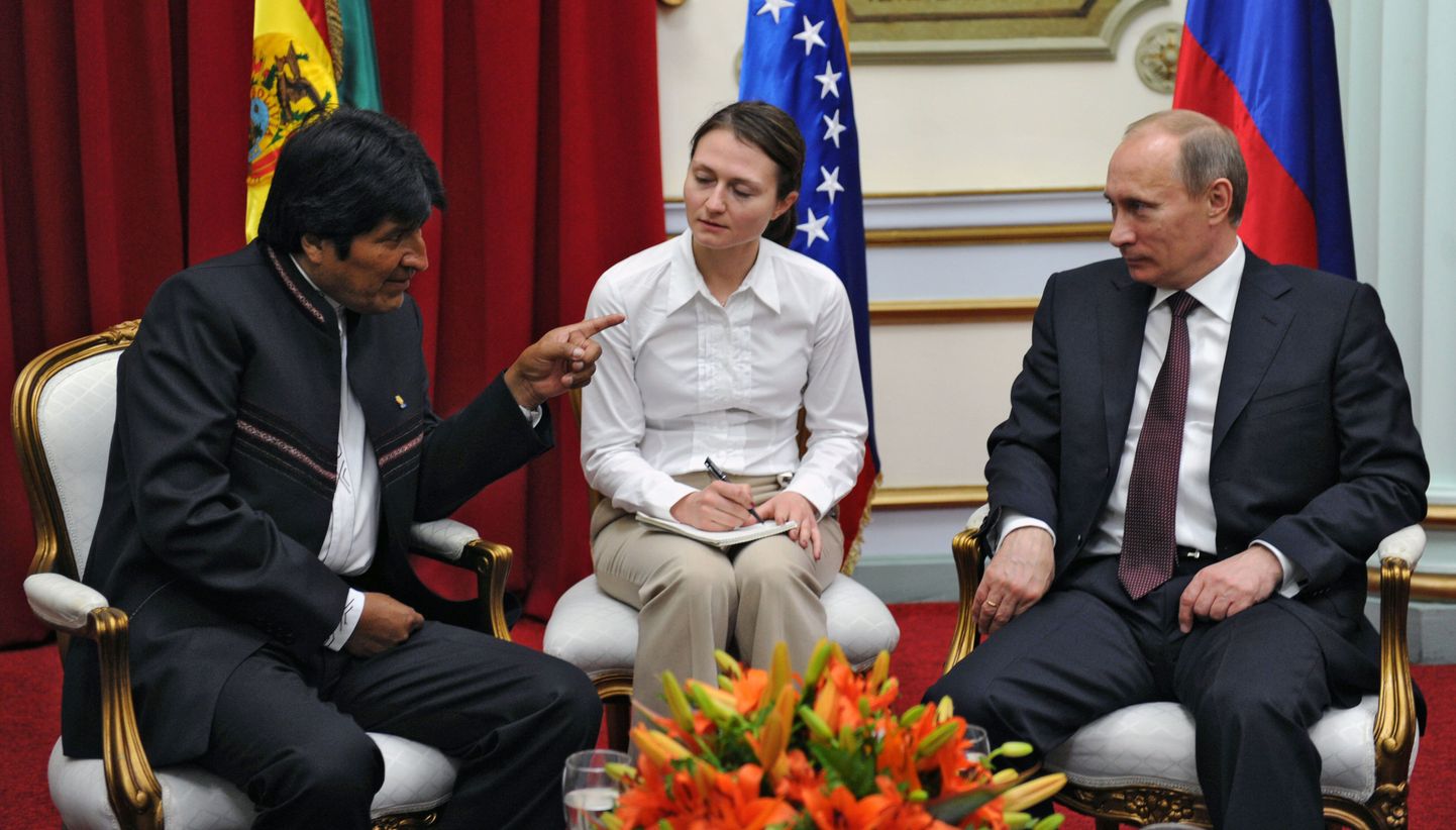 Vene peaminister Vladimir Putin (paremal) ja Boliivia president Evo Morales Venezuela pealinnas Caracases.