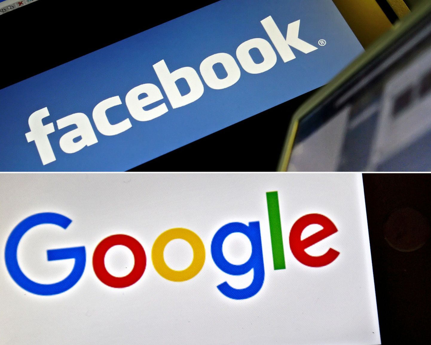 Facebooki ja Google'i logod.